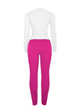 LW Fashion Women Autumn&Winter Pink Letter Print Long Sleeve Hoodies 2 Pieces Casual Track Suits Pants Set