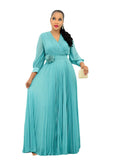5XL plus size Dresses  Long Sleeve Clothes elegant dresses party wedding Flower belt ceremonial dress for women
