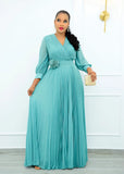 5XL plus size Dresses  Long Sleeve Clothes elegant dresses party wedding Flower belt ceremonial dress for women