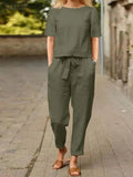 greatnfb ZANZEA 2024 Vintage Women Pant Sets Summer Fashion Short Sleeve O Neck Top Wide Leg Pant 2PCS Sets Casual Loose Party Home Suits
