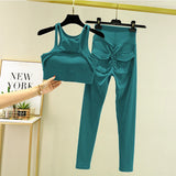 greatnfb Women's Tracksuit Leggings Yoga Set Pocket High Waist Pants Sportswear Bra Fitness Workout Cycling Sport Suit Gym Outfit Clothes