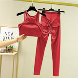 greatnfb Women's Tracksuit Leggings Yoga Set Pocket High Waist Pants Sportswear Bra Fitness Workout Cycling Sport Suit Gym Outfit Clothes