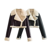 greatnfb  UNIZERA 2024 Autumn/Winter New Product Women's New Fashion Versatile Polo Collar Long Sleeve Slim Fit Short Jacket Coat