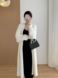 Knitted Winter Elegant Vintage Cardigans Women Fashion White Sweaters Long Coats Warm Loose Soft Jackets Solid Color Clothing
