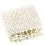 1pc Cozy Nordic Knit Throw Blanket - Soft, Warm, and Plush with Tassels - Perfect for Snuggling Up on Couch, Bed, or Sofa