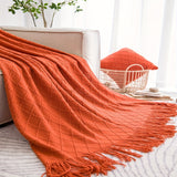 1pc Cozy Nordic Knit Throw Blanket - Soft, Warm, and Plush with Tassels - Perfect for Snuggling Up on Couch, Bed, or Sofa