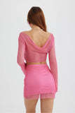 Greatnfb Sequins Mesh Crop Top Mini Skirt Set