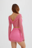 Greatnfb Sequins Mesh Crop Top Mini Skirt Set
