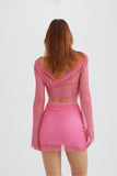 Greatnfb Sequins Mesh Crop Top Mini Skirt Set