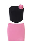 Greatnfb Contrast Corset Strapless Mini Skirt Suits
