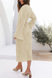 Greatnfb Pleated Flares Sleeve Tie-waist Dress