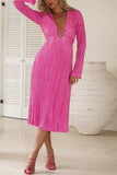 Greatnfb Pleated Flares Sleeve Tie-waist Dress