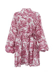 Greatnfb Retro Print Pearl Button A-line Dress