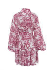 Greatnfb Retro Print Pearl Button A-line Dress