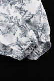 Greatnfb Retro Print Pearl Button A-line Dress