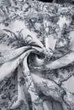 Greatnfb Retro Print Pearl Button A-line Dress