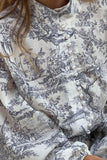 Greatnfb Retro Print Pearl Button A-line Dress