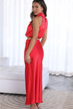 Greatnfb Satin Mock Neck Sleeveless Crop Top Midi Skirt Suits