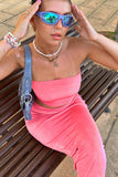 Greatnfb Strapless Crop Top Fishtail Midi Skirt Suits