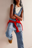 Greatnfb V Neck Pocketed Sleeveless Denim Jumpsuits