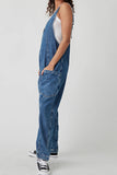 Greatnfb V Neck Pocketed Sleeveless Denim Jumpsuits