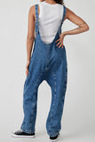 Greatnfb V Neck Pocketed Sleeveless Denim Jumpsuits