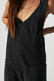 Greatnfb V Neck Pocketed Sleeveless Denim Jumpsuits