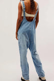Greatnfb V Neck Pocketed Sleeveless Denim Jumpsuits