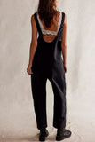 Greatnfb V Neck Pocketed Sleeveless Denim Jumpsuits