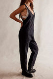 Greatnfb V Neck Pocketed Sleeveless Denim Jumpsuits