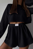 Greatnfb Hollow Long Sleeve Shorts Slit Two-Piece Set