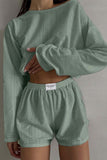 Greatnfb Hollow Long Sleeve Shorts Slit Two-Piece Set