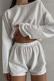 Greatnfb Hollow Long Sleeve Shorts Slit Two-Piece Set