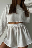 Greatnfb Hollow Long Sleeve Shorts Slit Two-Piece Set