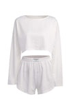 Greatnfb Hollow Long Sleeve Shorts Slit Two-Piece Set